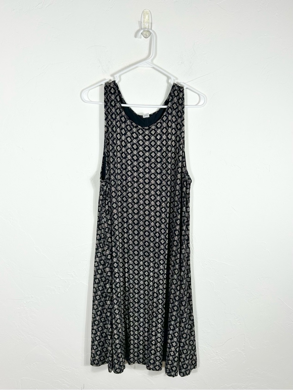 Old Navy Black & White Geometric Diamond Print Sleeveless Swing Dress XL